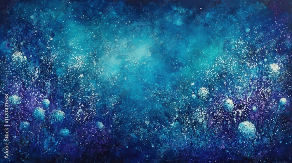 Poster vibrant aqua blue and soft lavender sparkles create an enchanting abstract landscape in this captiva