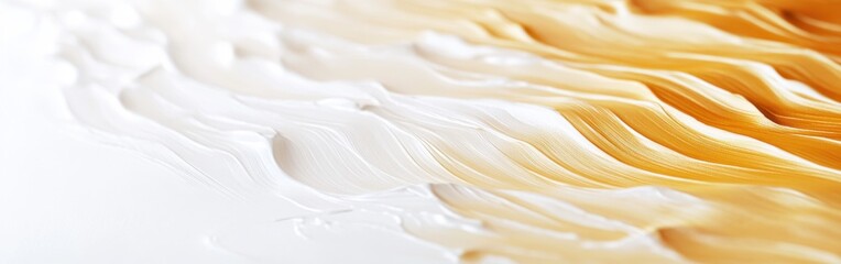 Obraz premium Swirls of white and golden hues create a captivating abstract design on a clean surface