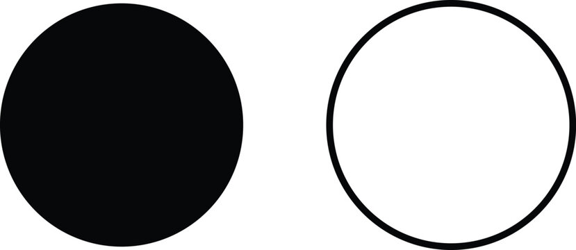 Round circle geometric ball shape line and flat art icon set. Black vector collection isolated on transparent background. Symbol use for apps and websites.