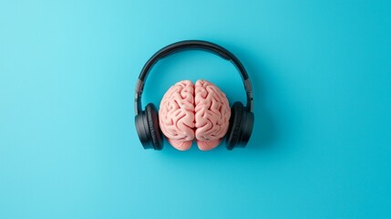 Enhancing cognitive awareness through music creative concepts in brain and sound art studio environment top-down view