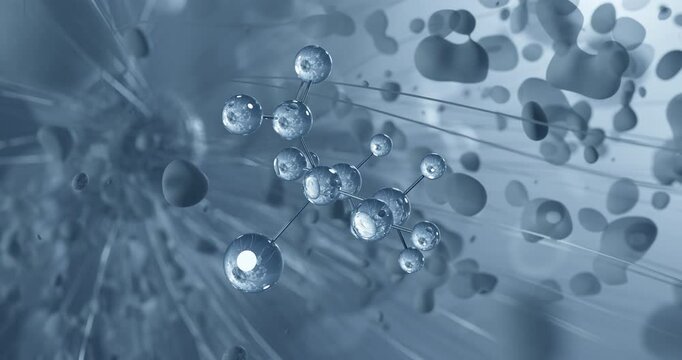 Bronopol rotating molecular 3d structure ball-and-stick model, looped video antimicrobial