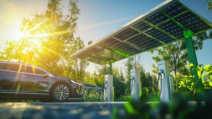 Sustainable Energy: Electric Vehicle Charging Station Powered by Solar Panels