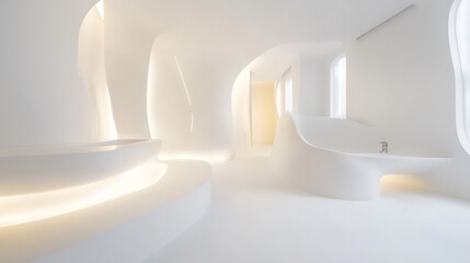 Mesmerizing White Abstract Architectural Sculpture in Seamless Environment