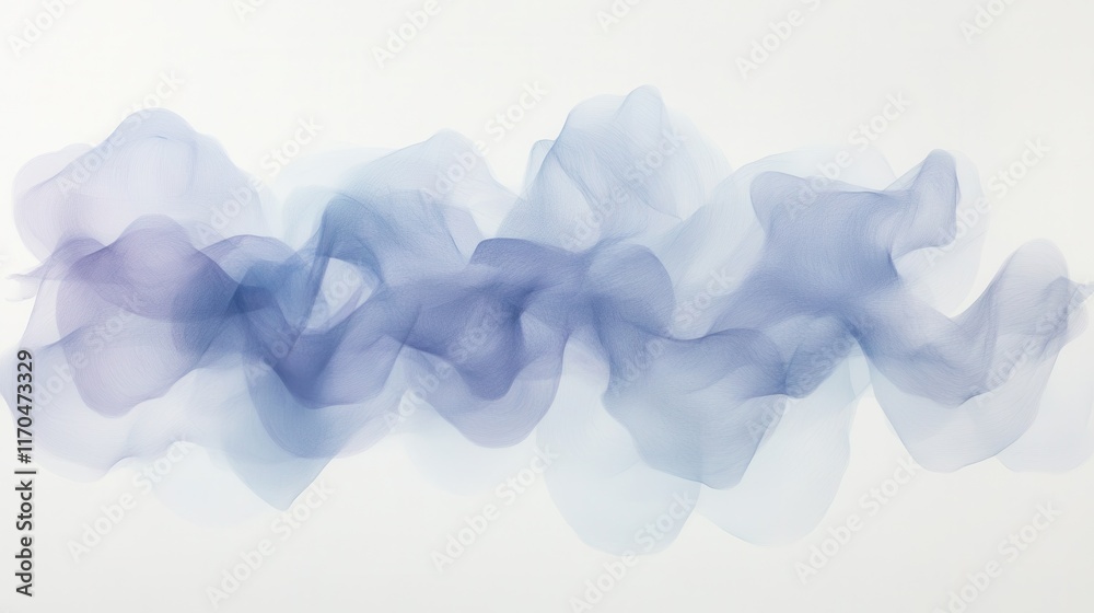 Poster Dynamic abstract pencil strokes create a gentle mist in soft pale blue tones on a light background