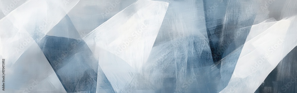 Poster abstract pencil strokes create a dynamic and textured composition in shades of blue and white, evoki