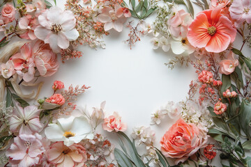 Elegant wedding invitation card background vector. Minimal hand painted botanical flowers texture template background. Design for wedding, vip cover, poster, rsvp moderncard.Valentine's Day