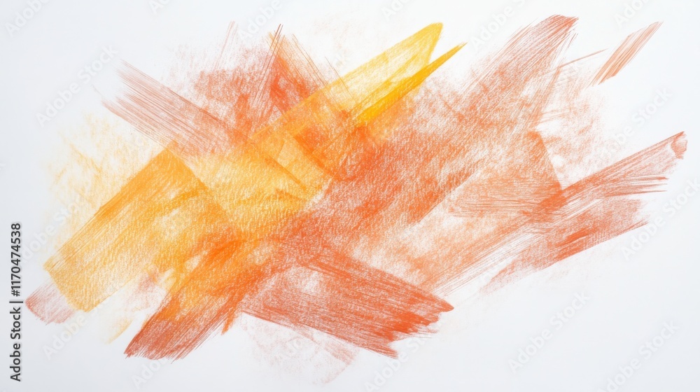 Leinwandbilder exploration of abstract pencil strokes in vibrant orange and yellow hues creating dynamic layers and