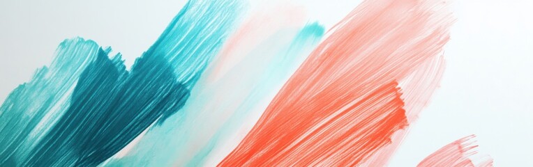 Abstract pencil strokes create a vibrant background with coral tones and contrasting shades of teal for visual interest