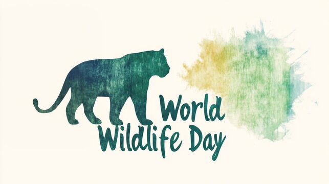 The design features bold green text and a tiger silhouette to promote wildlife awareness for World Wildlife Day