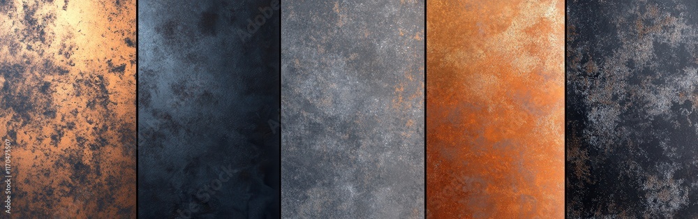 Poster weathered metallic surfaces showcasing texture and color variations in an industrial setting during 