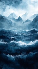 Fototapeta premium Cloud pattern watercolor blue texture high resolution hd background