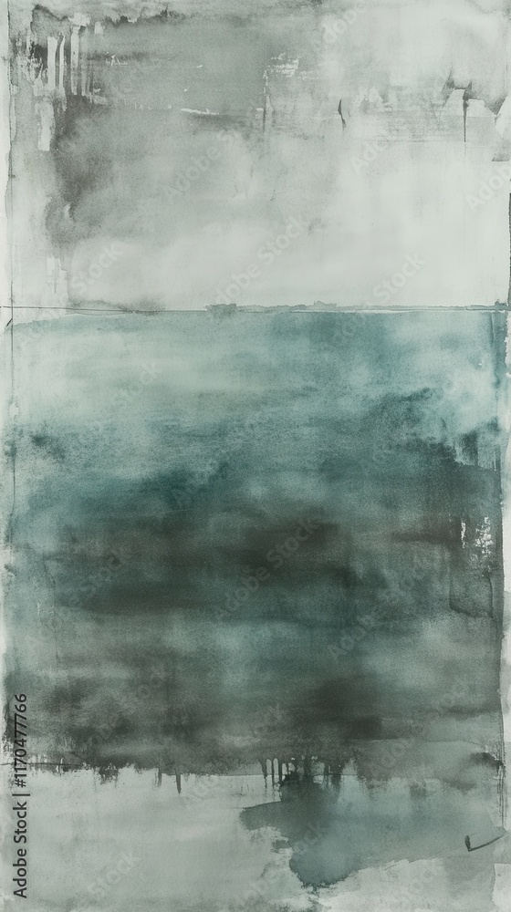 Poster tranquil watercolor blend of gray and blue hues capturing the essence of calmness and serenity in a 