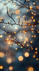 Twinkling lights on branches create a dreamy atmosphere.