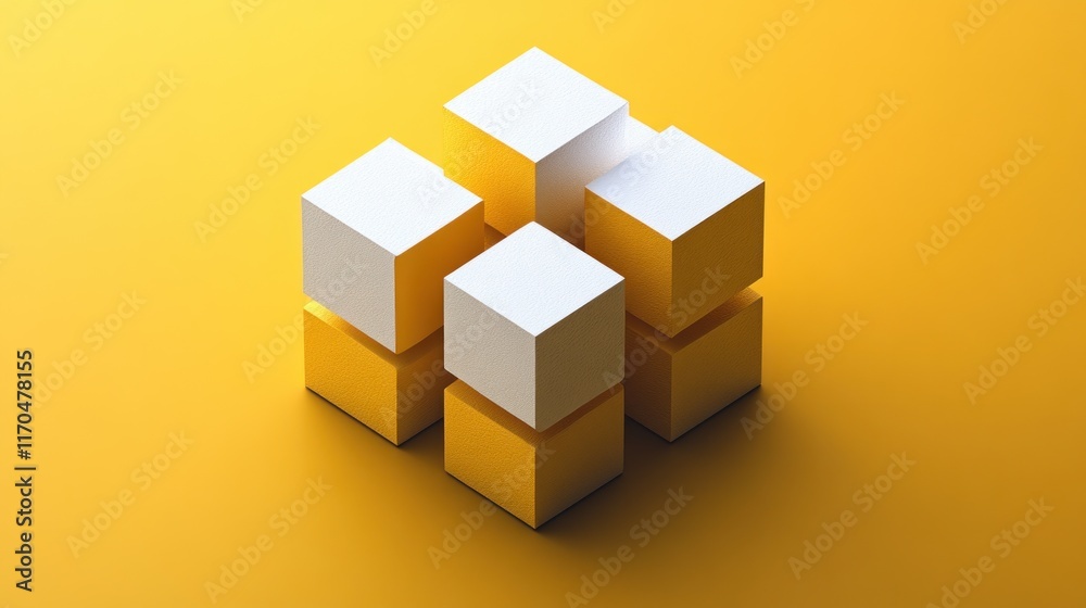 Poster Minimalist Icon Design with Rounded Square and Soft Shadows on Grey Background