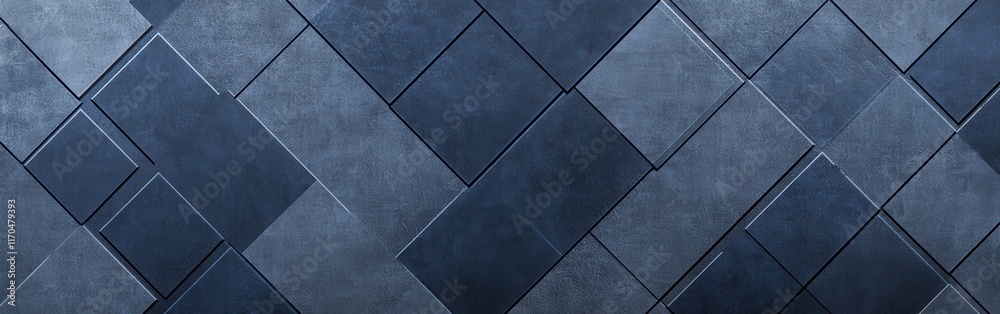 Leinwandbilder Subtle navy patterned background with geometric tile design that adds depth and character to various settings and applications