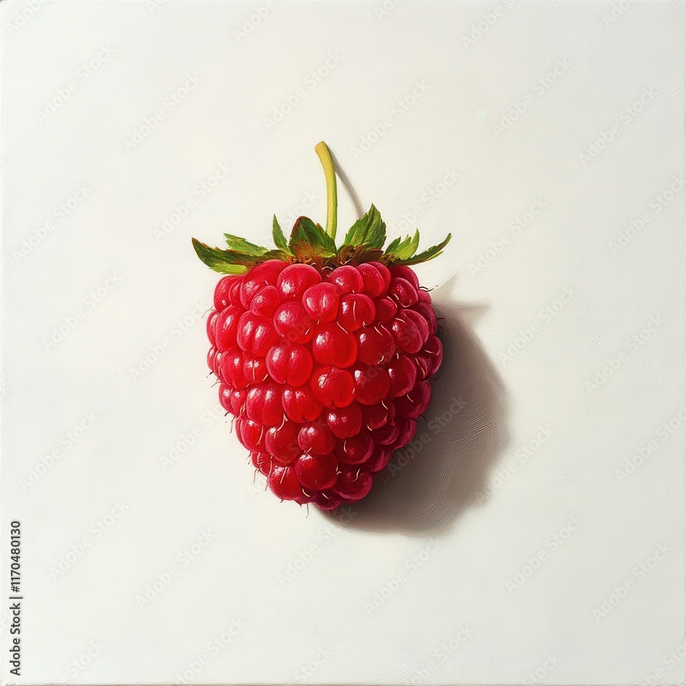 Poster Fresh raspberry showcasing intricate details with a light background in a simple and elegant presentation