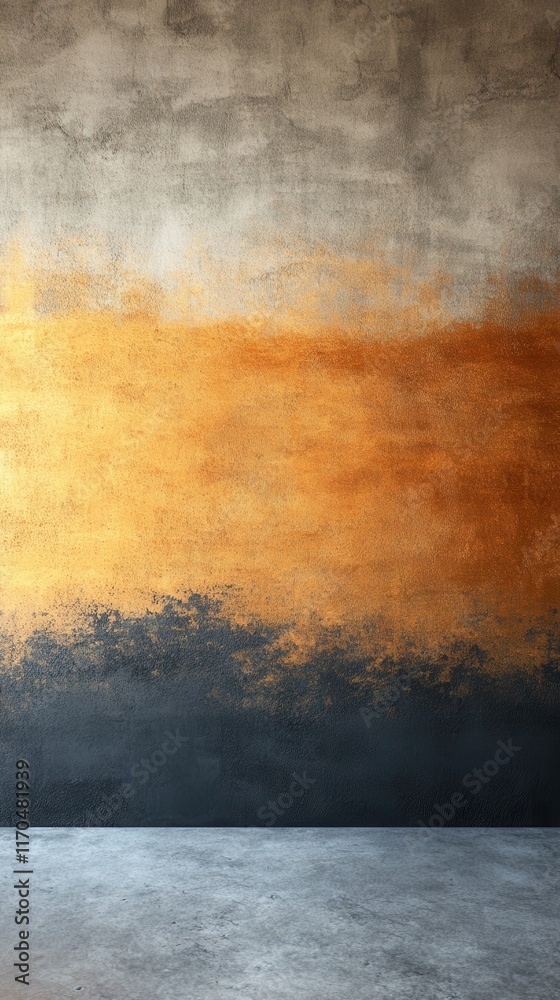 Poster rustic concrete wall featuring gradients of burnt orange and deep gray in a textured design