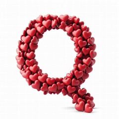 Heart Shaped Letters for Valentine's Celebration, Valentine's Day Word Design. Generative AI