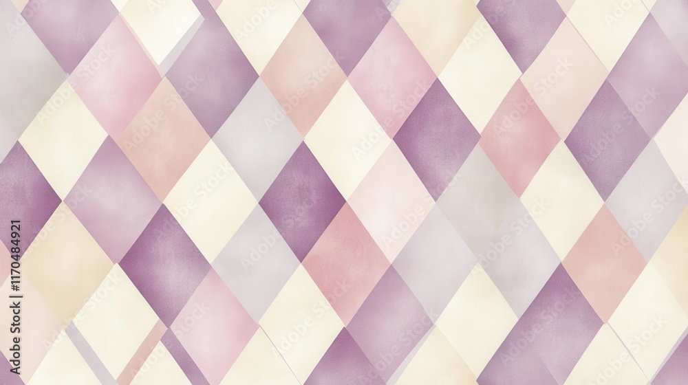 Poster minimalistic diamond-patterned texture featuring pastel colors on a soft background for modern desig