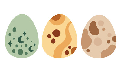 Boho eggs clipart set. Animal egg, Bird egg, Happy Easter clipart in flat style. Hand drawn vector illustration.