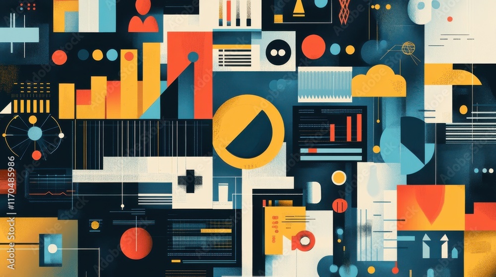 Fototapete futuristic depiction of startup ecosystems featuring vibrant data visualizations and technological e