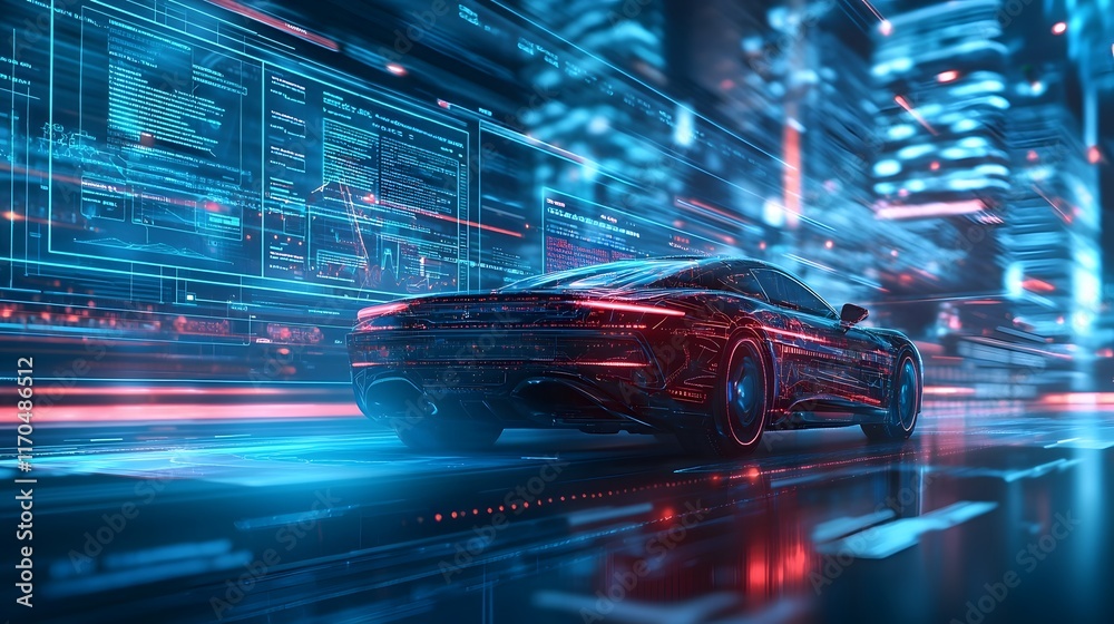 Poster quantum computing technology generating a futuristic corporate report with advanced charts and diagr