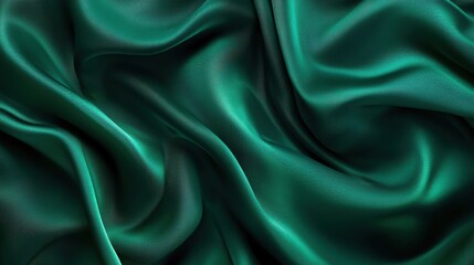 Obraz premium Elegant emerald green fabric with smooth, flowing texture enhances any design or decor aesthetic
