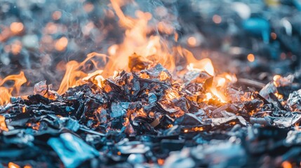 Burning Embers: A Close-Up of Fiery Ashes