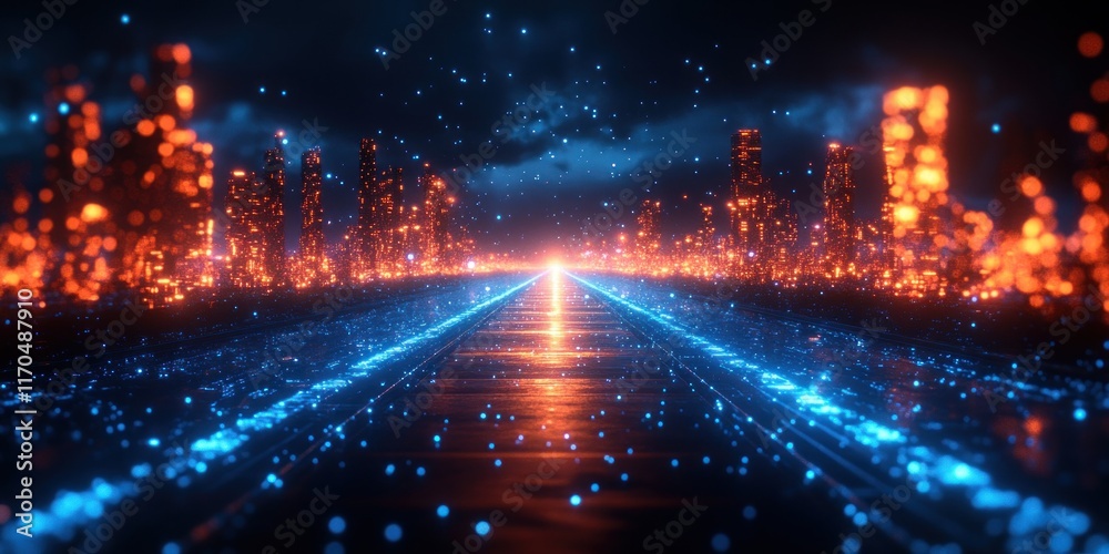 Aufkleber futuristic digital background with glowing data streams and vibrant colors for creative projects