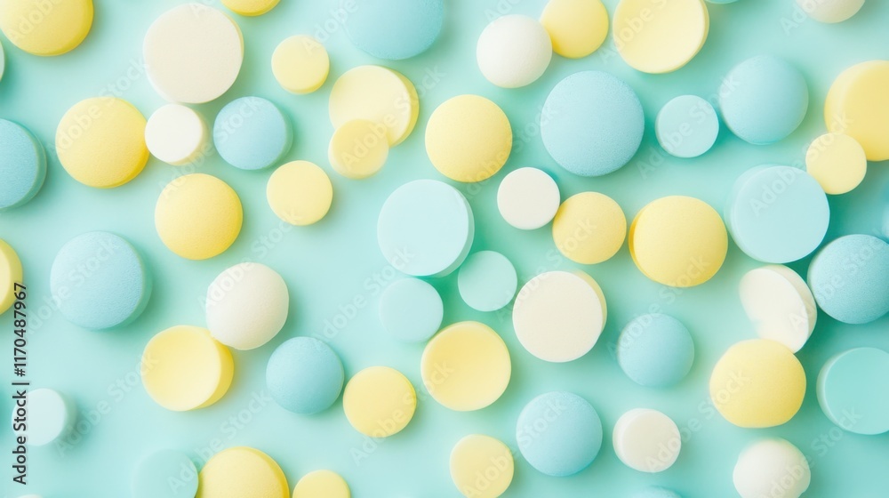 Aufkleber Bright and cheerful bokeh composition with colorful circles on a soft blue background