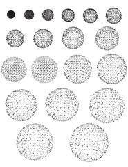 Series of black and white circles with varying sizes. The circles are all different sizes and are scattered across the image