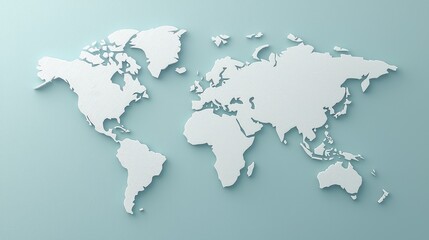 Fototapeta premium Global map displaying countries minimalist design digital artwork soft colors aerial view geographical representation