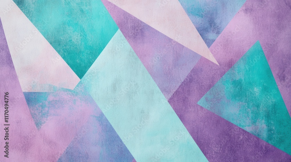 Poster soft pastel lavender and teal triangles create a calming abstract design perfect for modern decor