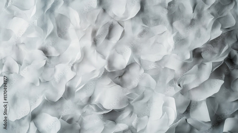 Poster Soft monochromatic gray background with delicate petal-like textures creating a calm and serene atmosphere