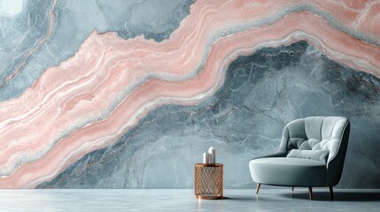 Radiant Marble Swirls in Pastel Pink and Light Gray Abstract Art Texture