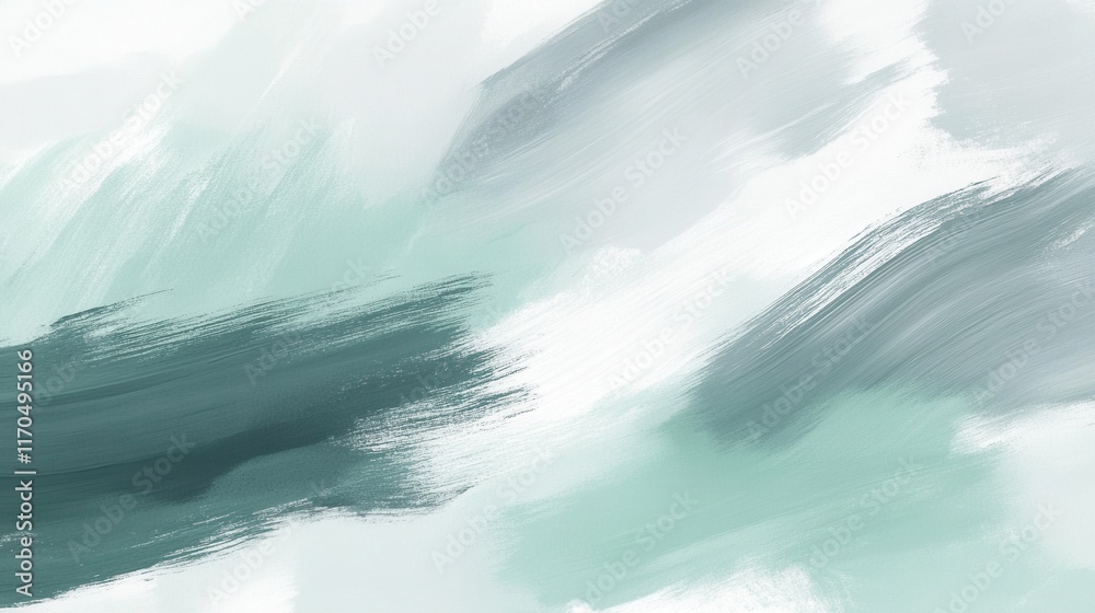 Poster smooth pastel mint and gray brushstrokes create a calming abstract design for wall decor inspiration