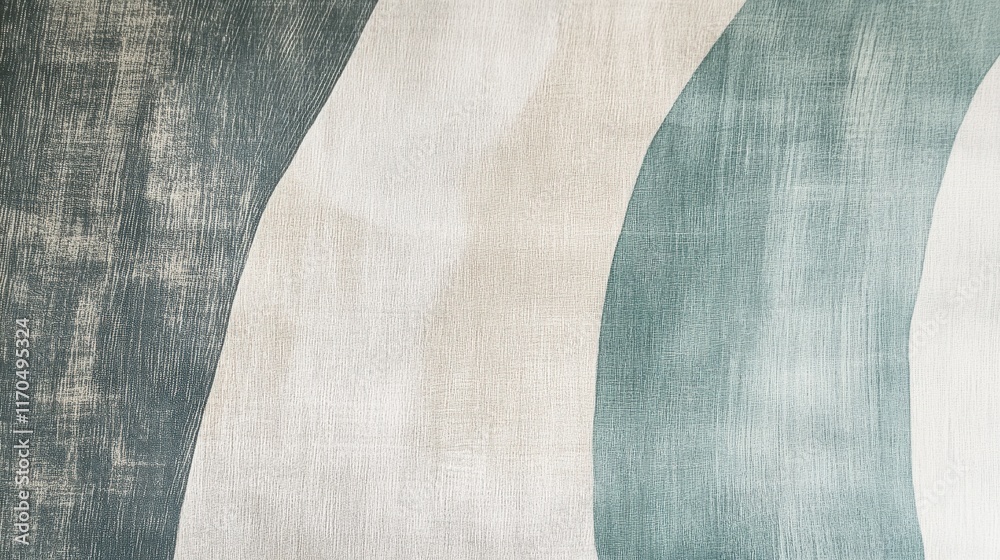 Poster waves of muted mint and cream fluidly blend together to create a subtle textured design on fabric