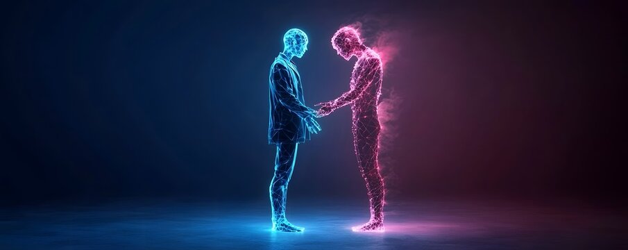 Futuristic Doctor Collaborating with Holographic Assistant in Bright Medical Clinic for Cutting Edge Healthcare Research and Innovation