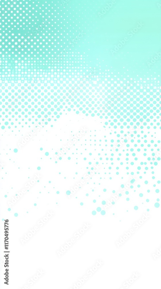 Poster Soft pastel mint green halftone dots transitioning to white create a calming abstract background perfect for various designs