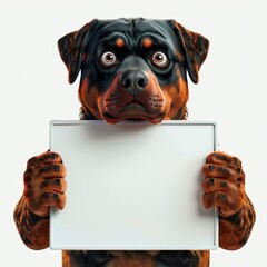 the AI Image Generator, Rottweiler Holding a Blank Sign Isolated