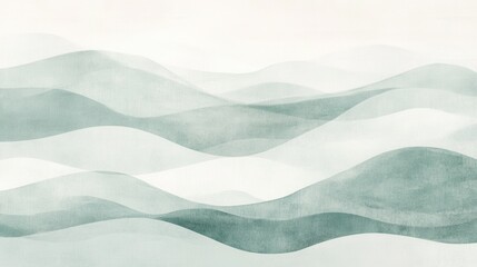 Minimalist abstract landscape with soft pencil strokes and gentle waves in soothing tones, evoking a serene atmosphere