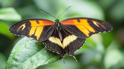 Obraz premium Butterfly Papilio machaon on a green background
