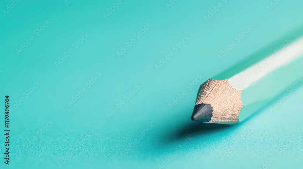 Poster delicate minimalist pencil strokes and dots on pastel teal surface create a serene artistic atmosphe