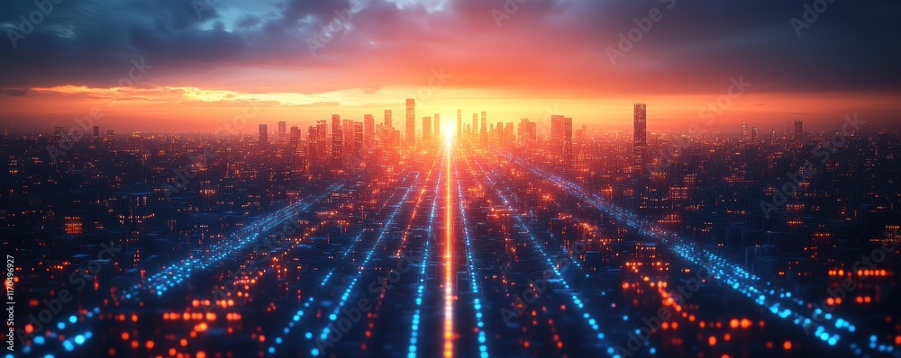 Aufkleber Futuristic Digital Background for AI Neural Networks Data Transmission Cyber Communication
