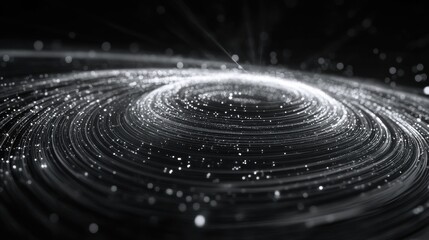 Fototapeta premium Subtle orbital lines create a sense of movement and interconnectedness in a mesmerizing dark space