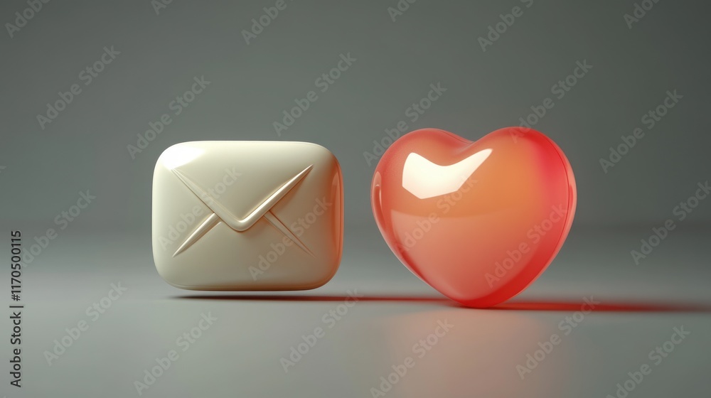 Aufkleber Modern Messaging App Icon on Gray Background, Minimalistic 3D Design with Rounded Corners and Soft Lighting