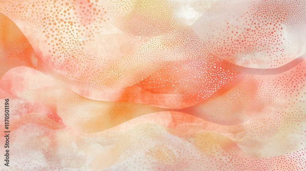 Aufkleber Soft pastel coral abstract patterns creating a soothing visual experience in gentle waves and dotted textures