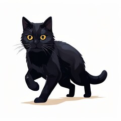 Fototapeta premium the AI Image Generator, Adorable Cartoon Black Kitten Waving Cheerfully on a White Background