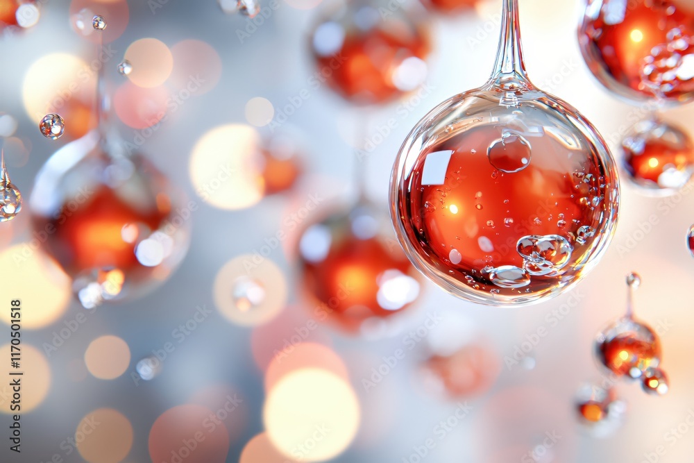 Poster beautiful close-up of droplets with abstract background and warm tones blurred bokeh effect