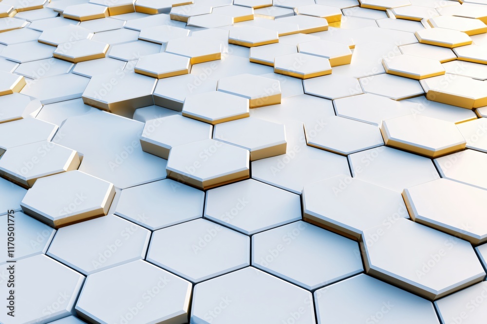 Aufkleber Abstract Background of White Hexagonal Tiles with a Gentle Reflection and Soft Lighting Effects